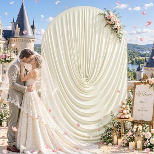 6ft Draped Arch Covers Beige Wedding Arch Backdrop Cover Arch Covers Stretchy Backdrop Beige Photo Booth Spandex, alternate
