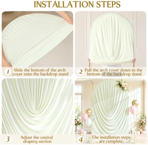 6ft Draped Arch Covers Ivory Wedding Arch Backdrop Cover Arch Covers Stretchy Backdrop Ivory Photo Booth Spandex, alternate