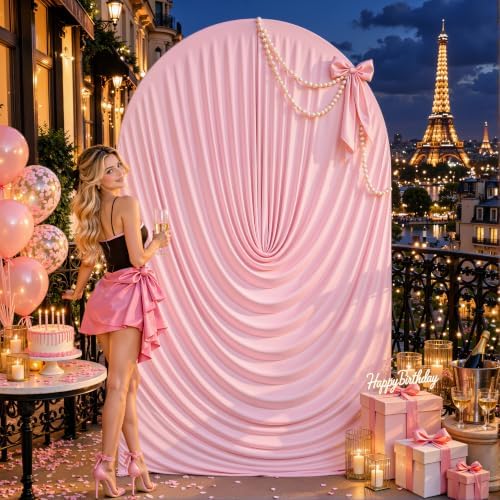 6ft Draped Arch Covers Pink Wedding Arch Backdrop Cover Arch Covers Stretchy Backdrop Pink Photo Booth Spandex, alternate