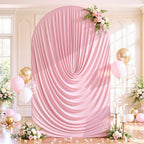 6ft Draped Arch Covers Pink Wedding Arch Backdrop Cover Arch Covers Stretchy Backdrop Pink Photo Booth Spandex, alternate