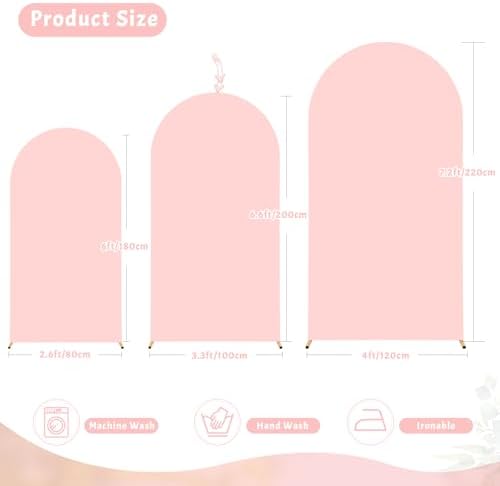 6FT Dusty Rose Arch Cover - Polyester Fitted Wedding Arch Stand Covers Round Top Chiara Arch Backdrop Cover for, alternate