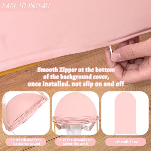 6FT Dusty Rose Arch Cover - Polyester Fitted Wedding Arch Stand Covers Round Top Chiara Arch Backdrop Cover for, alternate