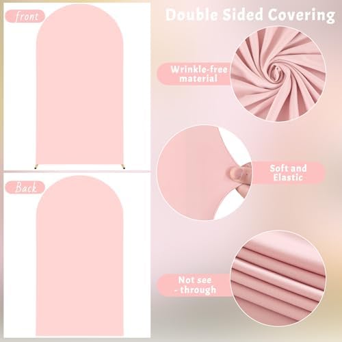 6FT Dusty Rose Arch Cover - Polyester Fitted Wedding Arch Stand Covers Round Top Chiara Arch Backdrop Cover for, alternate