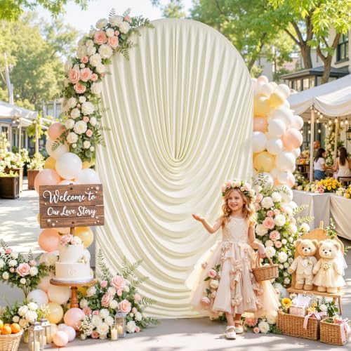 6FT Elegant Draped Arch Cover, Beige Wedding Arch Backdrop Cover, Stretchy Backdrop Arch Cover for Wedding, alternate view 2
