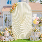 6FT Elegant Draped Arch Cover, Beige Wedding Arch Backdrop Cover, Stretchy Backdrop Arch Cover for Wedding, alternate view 3