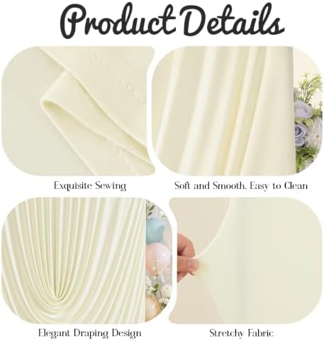 6FT Elegant Draped Arch Cover, Beige Wedding Arch Backdrop Cover, Stretchy Backdrop Arch Cover for Wedding, alternate view 6