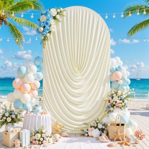 6FT Elegant Draped Arch Cover, Beige Wedding Arch Backdrop Cover, Stretchy Backdrop Arch Cover for Wedding, alternate view 7