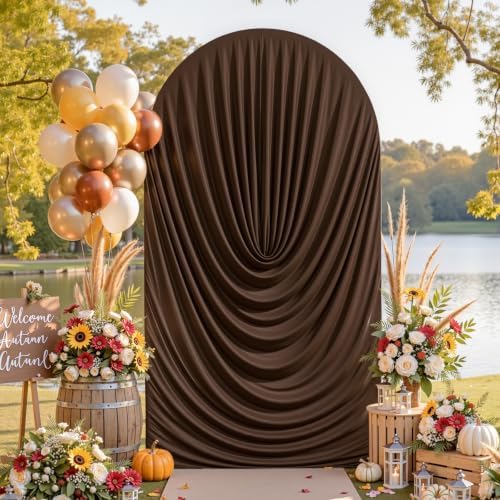 6FT Elegant Draped Arch Cover, Brown Wedding Arch Backdrop Cover, Ruched Backdrop Cover for Wedding, Birthday, alternate view