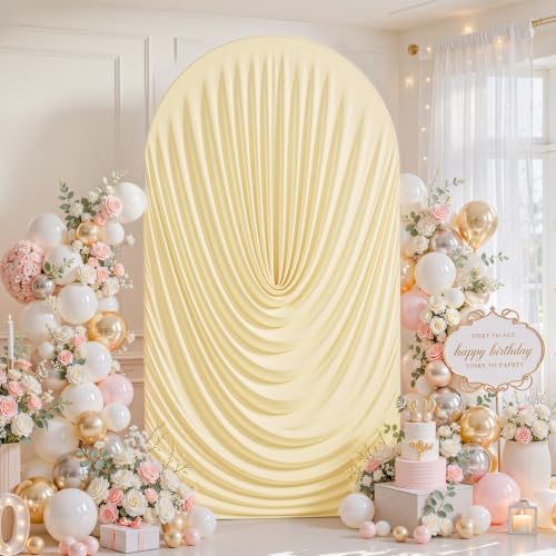 6FT Elegant Draped Arch Cover, Champagne Wedding Arch Backdrop Cover, Stretchy Backdrop Arch Cover for Wedding, alternate