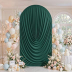 6FT Elegant Draped Arch Cover, Hunter Green Wedding Arch Backdrop Cover, Ruched Backdrop Cover for Wedding