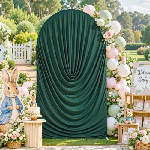 6FT Elegant Draped Arch Cover, Hunter Green Wedding Arch Backdrop Cover, Ruched Backdrop Cover for Wedding, alternate view 3
