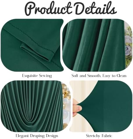 6FT Elegant Draped Arch Cover, Hunter Green Wedding Arch Backdrop Cover, Ruched Backdrop Cover for Wedding, alternate view 5