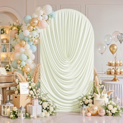 6FT Elegant Draped Arch Cover, Ivory Wedding Arch Backdrop Cover, Stretchy Backdrop Arch Cover for Wedding, alternate view 2