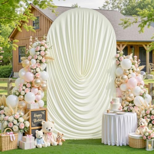 6FT Elegant Draped Arch Cover, Ivory Wedding Arch Backdrop Cover, Stretchy Backdrop Arch Cover for Wedding, alternate view 3