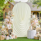 6FT Elegant Draped Arch Cover, Ivory Wedding Arch Backdrop Cover, Stretchy Backdrop Arch Cover for Wedding, alternate view 3
