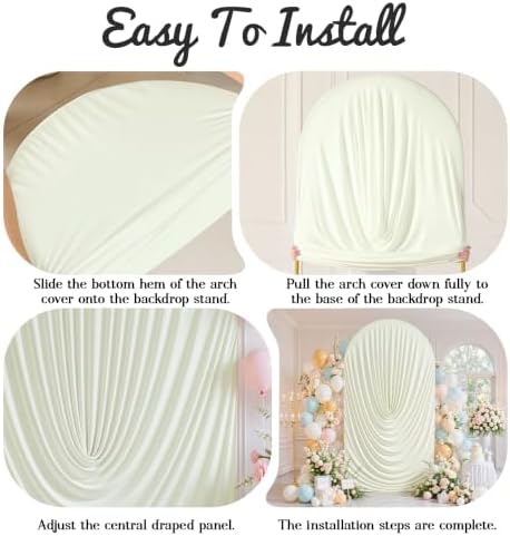 6FT Elegant Draped Arch Cover, Ivory Wedding Arch Backdrop Cover, Stretchy Backdrop Arch Cover for Wedding, alternate view 5