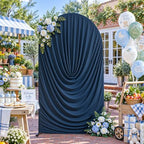 6FT Elegant Draped Arch Cover, Navy Blue Wedding Arch Backdrop Cover, Ruched Backdrop Cover for Wedding, alternate view 3