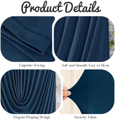 6FT Elegant Draped Arch Cover, Navy Blue Wedding Arch Backdrop Cover, Ruched Backdrop Cover for Wedding, alternate view 4