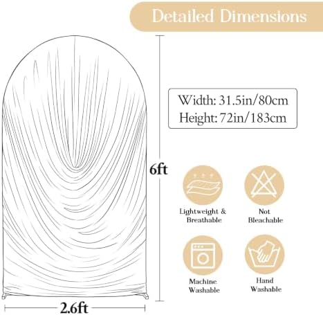 6FT Elegant Draped Arch Cover, Pink Wedding Arch Backdrop Cover, Stretchy Backdrop Arch Cover for Wedding, alternate view 4
