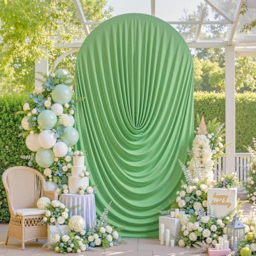 6FT Elegant Draped Arch Cover, Sage Green Wedding Arch Backdrop Cover, Stretchy Backdrop Arch Cover for Wedding, alternate