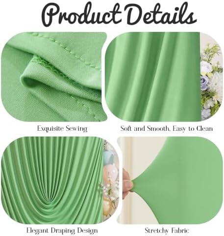 6FT Elegant Draped Arch Cover, Sage Green Wedding Arch Backdrop Cover, Stretchy Backdrop Arch Cover for Wedding, alternate