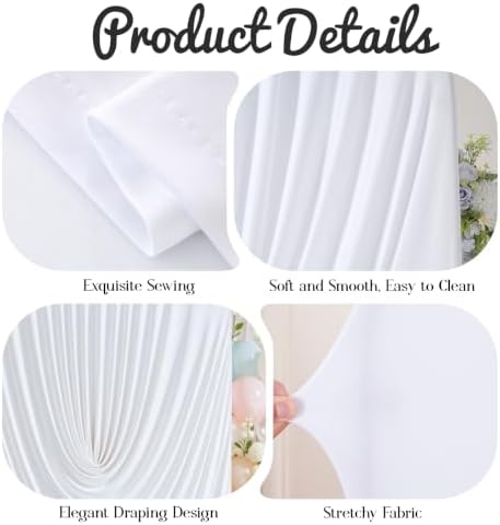 6FT Elegant Draped Arch Cover, White Wedding Arch Backdrop Cover, Stretchy Backdrop Arch Cover for Wedding, alternate view 6