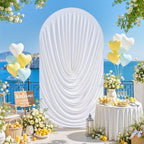 6FT Elegant Draped Arch Cover, White Wedding Arch Backdrop Cover, Stretchy Backdrop Arch Cover for Wedding, alternate view 7