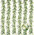 6FT Eucalyptus Garland with Flowers, 6 Pack Artificial Greenery Garland Hanging Summer Eucalyptus Garland