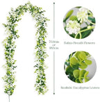 6FT Eucalyptus Garland with Flowers, 6 Pack Artificial Greenery Garland Hanging Summer Eucalyptus Garland, alternate view 3