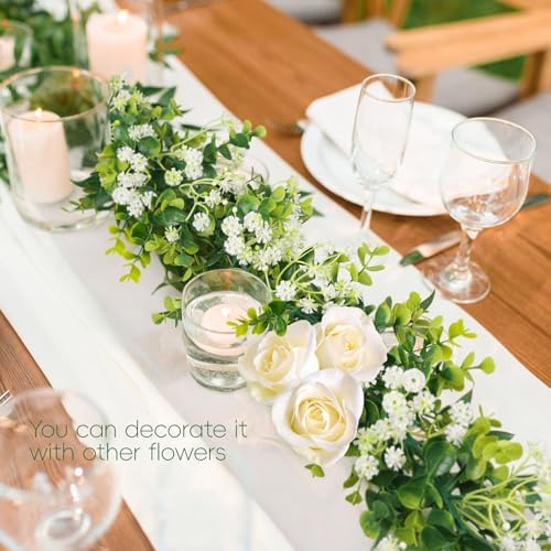 6FT Eucalyptus Garland with Flowers, 6 Pack Artificial Greenery Garland Hanging Summer Eucalyptus Garland, alternate view 5