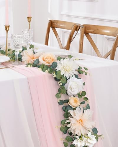 6Ft Eucalyptus Greenery Garland with Flowers