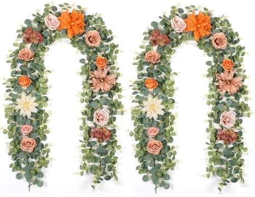 6Ft Fall Garland Decor, 2 Pack Eucalyptus Flower Garland for Table