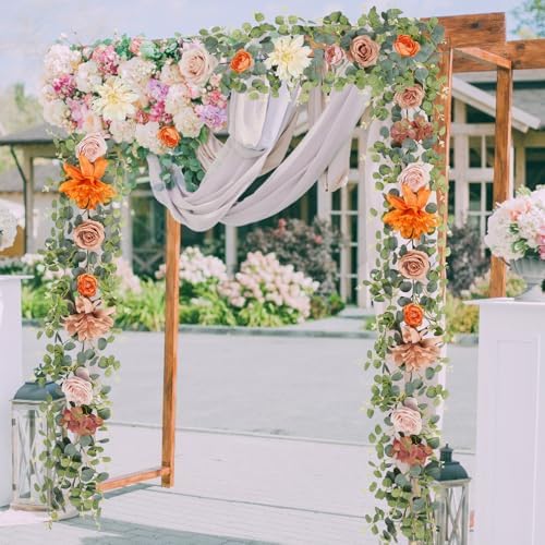 6Ft Fall Garland Decor, 2 Pack Eucalyptus Flower Garland for Table, alternate view 7