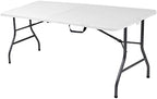 6ft Fold-in-Half Blow Molded Folding Table, Indoor/Outdoor, Comfort Handle, Lightweight Plastic Construction