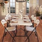 6ft Fold-in-Half Blow Molded Folding Table, Indoor/Outdoor, Comfort Handle, Lightweight Plastic Construction, alternate view