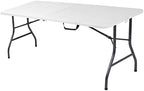 6ft Fold-in-Half Blow Molded Folding Table, Indoor/Outdoor, Comfort Handle, Lightweight Plastic Construction, alternate view