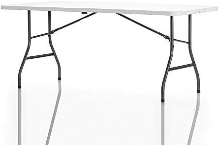 6ft Fold-in-Half Blow Molded Folding Table, Indoor/Outdoor, Comfort Handle, Lightweight Plastic Construction, alternate view