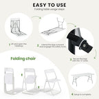 6FT Foldable Table Set with 6 Pack Plastic White Folding Chairs, Heavy Duty 350 lbs Folding Table & Folding, alternate view 6