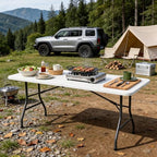 6FT Folding Table 2 Pack, Heavy Duty Fold in Half Plastic Tables with Carry Handle, Portable Indoor Outdoor, alternate view 2
