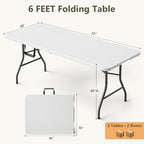 6FT Folding Table 2 Pack, Heavy Duty Fold in Half Plastic Tables with Carry Handle, Portable Indoor Outdoor, alternate view 3