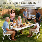 6FT Folding Table 4 Pack, Heavy Duty Fold in Half Plastic Tables with Carry Handle, Portable Indoor Outdoor, alternate view 4