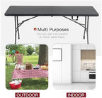 6FT Folding Table | Black | Portable Plastic Table, alternate view 4