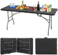 6FT Folding Table | Black | Portable Plastic Table