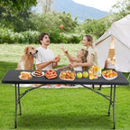 6FT Folding Table | Black | Portable Plastic Table, alternate view 2