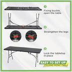 6FT Folding Table | Black | Portable Plastic Table, alternate view 4
