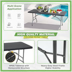 6FT Folding Table | Black | Portable Plastic Table, alternate view 5