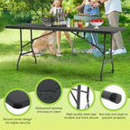 6FT Folding Table | Black | Portable Plastic Table, alternate view 6
