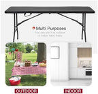 6FT Folding Table | Black Ratten | Portable Plastic Table, alternate view 4