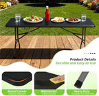 6FT Folding Table | Black Wood Grain | Portable Plastic Table, alternate view 4