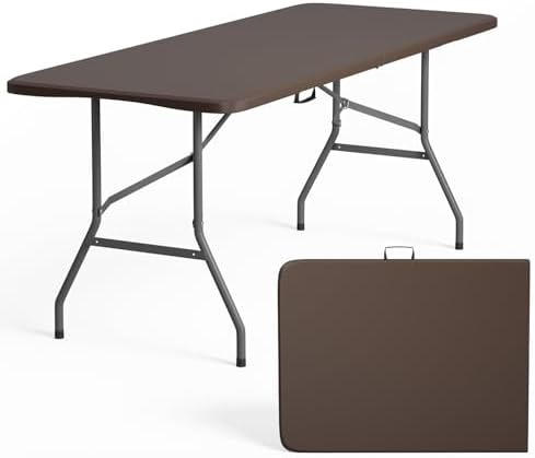 6FT Folding Table | Brown | Portable Plastic Table